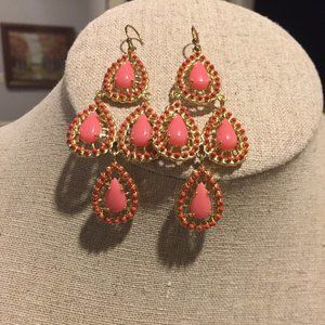 STELLA & DOT GOLD AND PINK EARRINGS